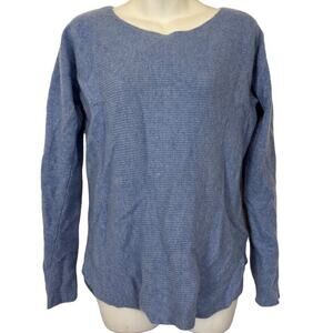 Max Studio Womens Blue 100% 2-Ply Cashmere Long Sleeve Pullover Sweater sz M